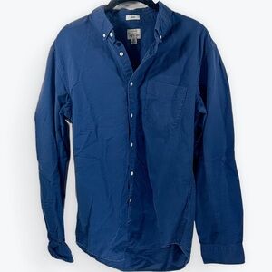 J. Crew Woman's Oxford Blue Casual Button-Down Shirt Medium Slim Fit